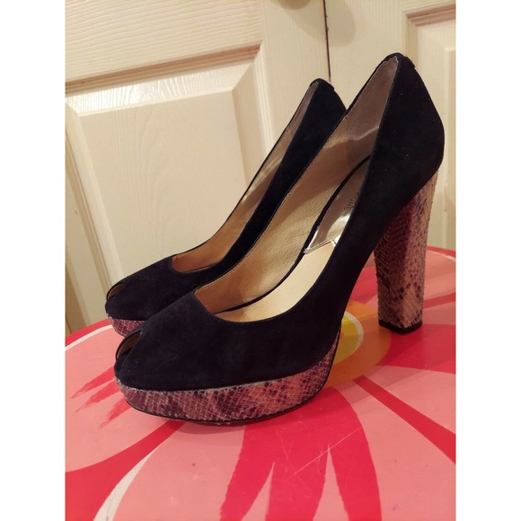 Michael Kors Women's Heels. Black Suede/brown Leather. 9 M. Condition Is Very... - Picture 1 of 5